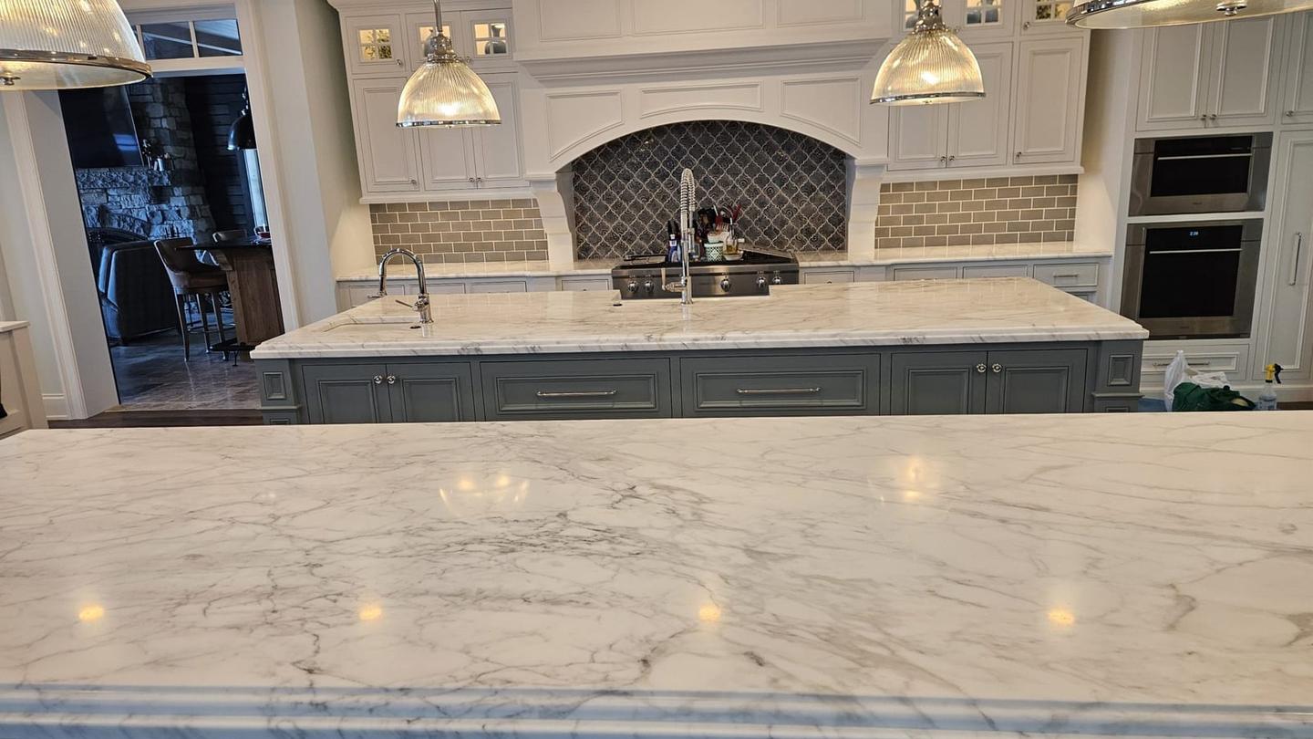 Polished natural stone countertop restored by Clear View Surface Solutions in Chaska, MN