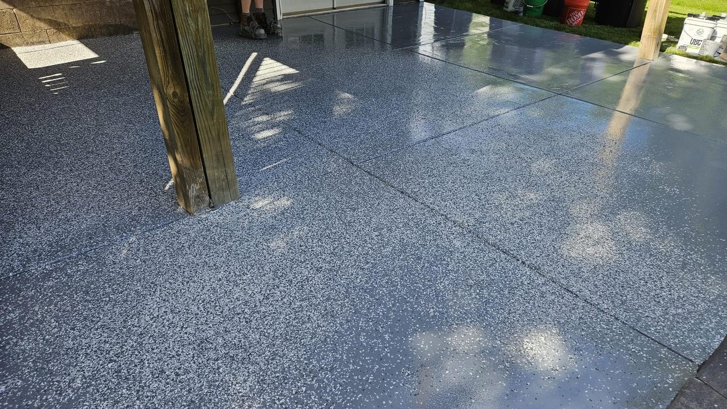 Coated concrete patio in the SW Twin Cities metro by Clear View Surface Solutions